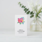 Tropische Floral Bouquet Wedding Planner Visitekaartje (Staand voorkant)