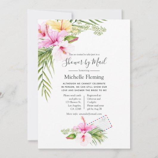 Tropische Floral Bridal of Baby shower per post Kaart (Voorkant)