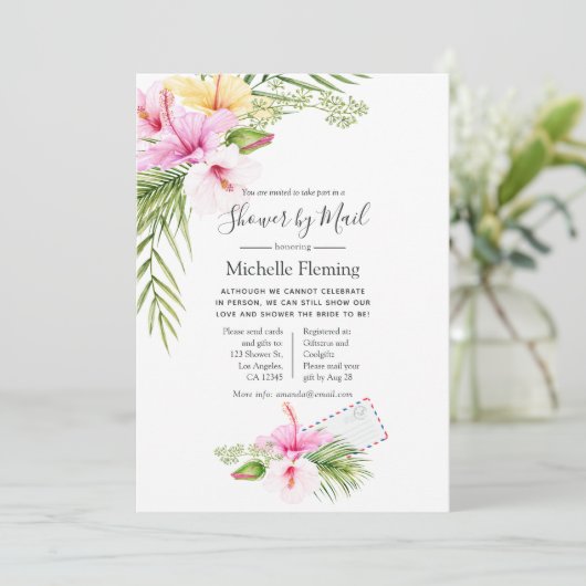 Tropische Floral Bridal of Baby shower per post Kaart (Staand voorkant)