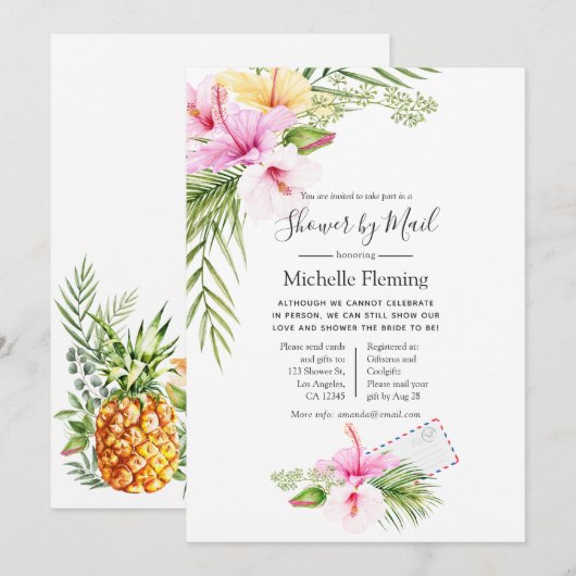 Tropische Floral Bridal of Baby shower per post Kaart (Voorkant / Achterkant)