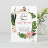Tropische Floral Bridal Shower Invitation Kaart (Staand voorkant)
