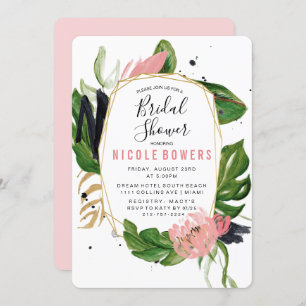 Tropische Floral Bridal Shower Invitation Kaart