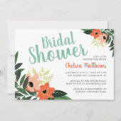 Tropische Floral Bridal Shower Invitation Kaart (Voorkant)