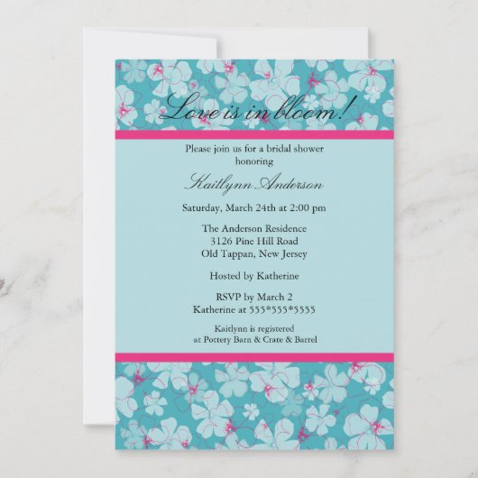 Tropische Floral Bridal Shower Invitation Kaart (Voorkant)