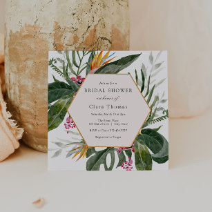 Tropische Floral Bridal Shower Invitation Kaart
