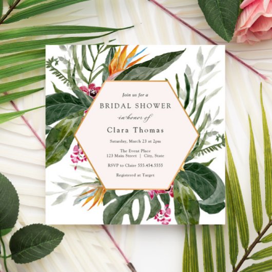 Tropische Floral Bridal Shower Invitation Kaart