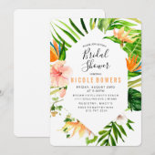 Tropische Floral Bridal Shower Invitation Kaart (Voorkant / Achterkant)