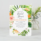 Tropische Floral Bridal Shower Invitation Kaart (Staand voorkant)