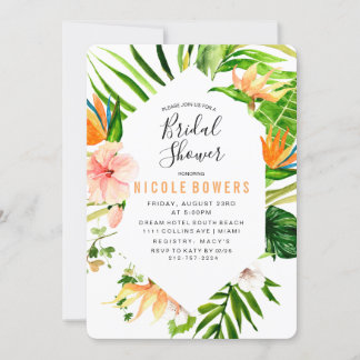 Tropische Floral Bridal Shower Invitation Kaart