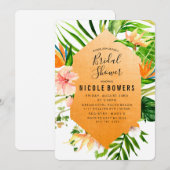 Tropische Floral Bridal Shower Invitation Kaart (Voorkant / Achterkant)