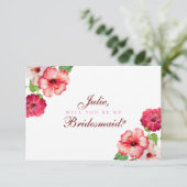 Tropische Floral Bridesmaid Card Kaart (Staand voorkant)