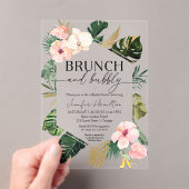 Tropische Floral Brunch en Bubble Vrijgezellenfees Acryl Uitnodigingen (Insitu (Draagbaar))