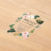 Tropische Floral Brunch en Bubble Vrijgezellenfees Acryl Uitnodigingen (Laagn)