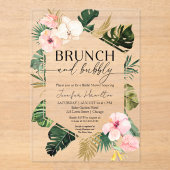 Tropische Floral Brunch en Bubble Vrijgezellenfees Acryl Uitnodigingen (Voorkant)