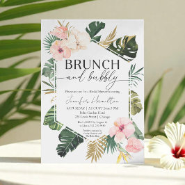 Tropische Floral Brunch en Bubble Vrijgezellenfees Kaart