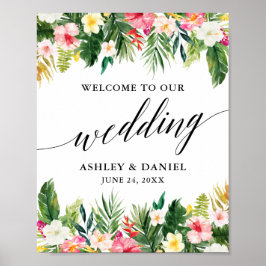 Tropische Floral Calligraphy Wedding Welcome Poster