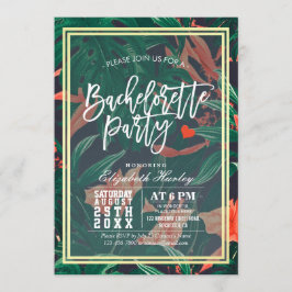 Tropische Floral Chic Gold Lijst Bachelorette Kaart