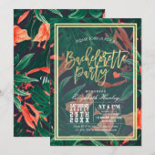 Tropische Floral Chic Gold Lijst Bachelorette Kaart (Voorkant / Achterkant)