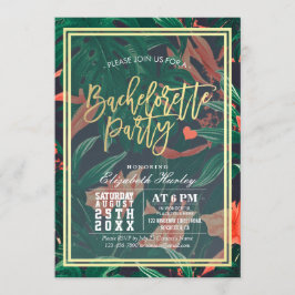 Tropische Floral Chic Gold Lijst Bachelorette Kaart