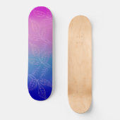 Tropische Floral Dark Ombre Raspberry Blauwgroen B Persoonlijk Skateboard (Voorkant)
