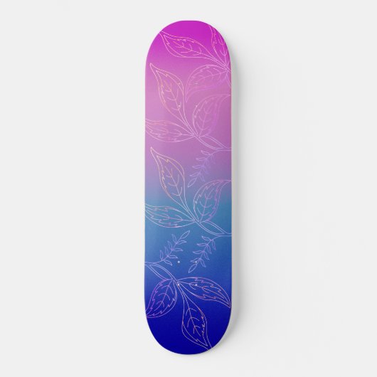 Tropische Floral Dark Ombre Raspberry Blauwgroen B Persoonlijk Skateboard (Voorkant)