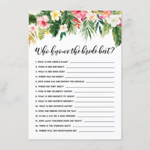 Tropische Floral die het beste spel van de Bride k Informatiekaartje