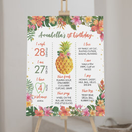 Tropische Floral eerste verjaardag Milestone Sign Poster