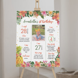 Tropische Floral eerste verjaardag Milestone Sign Poster