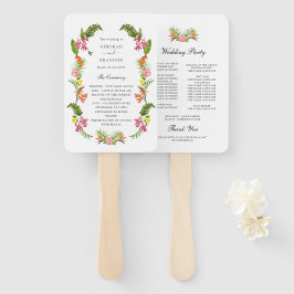 Tropische Floral en Greenery Garden Wedding Progra Handwaaier