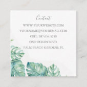 Tropische Floral en Monstera Leaf Vierkante Visitekaartje (Voorkant)