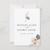 Tropische Floral en Palm Bohemian Wedding RSVP Kaa Kaartje (Achterkant)