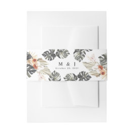 Tropische Floral en Palm Bohemian Wedding Uitnodigingen Wikkel