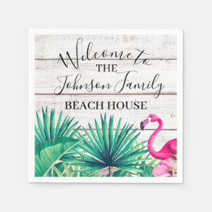 Tropische Floral Familienaam Beach House Welkom Servet