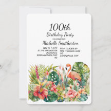 Tropische Floral Flamingo 100th Birthday