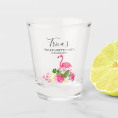 Tropische Floral Flamingo Bachelorette Party  Shot Glas (Voorkant)