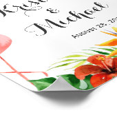 Tropische Floral Flamingo Couple Luau Wedding Sign Poster (Hoek)