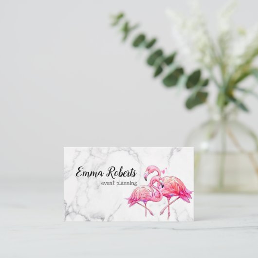 Tropische Floral Flamingo Geometric Visitekaartje (Staand voorkant)