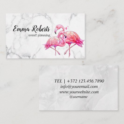 Tropische Floral Flamingo Geometric Visitekaartje (Voorkant / Achterkant)