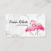 Tropische Floral Flamingo Geometric Visitekaartje (Voorkant)