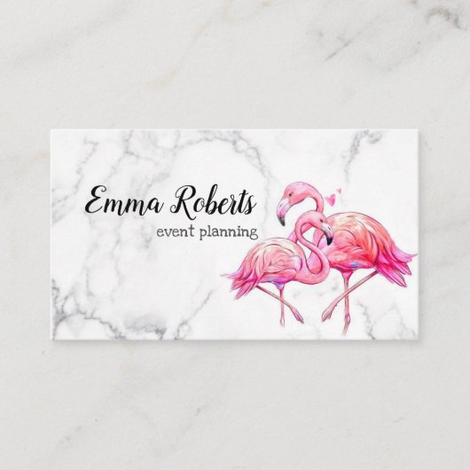 Tropische Floral Flamingo Geometric Visitekaartje (Voorkant)