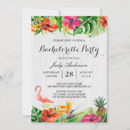 Tropische Floral Flamingo Luau Bachelorette Party Kaart