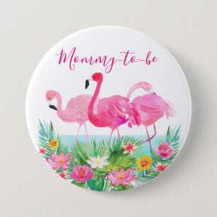 Tropische Floral Flamingo Mam-te-worden Ronde Button 7,6 Cm