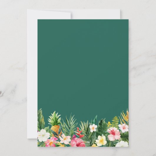 Tropische Floral Flamingo Summer Luau Wedding Kaart (Achterkant)