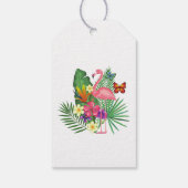 Tropische Floral Flamingo Verjaardag Dank u Cadeaulabel (Achterkant)