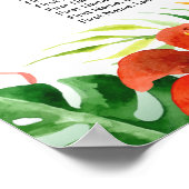 Tropische Floral Flamingo Wedding Seding Chart Poster (Hoek)