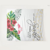 Tropische Floral Flamingos String Lights Wedding Wandkleed (Voorkant (horizontaal))