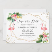 Tropische Floral Flamingos Summer Save the Date (Voorkant)