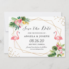 Tropische Floral Flamingos Summer Save the Date