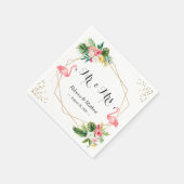 Tropische Floral Flamingos Wedding Mr en Mrs. Servet (Hoek)