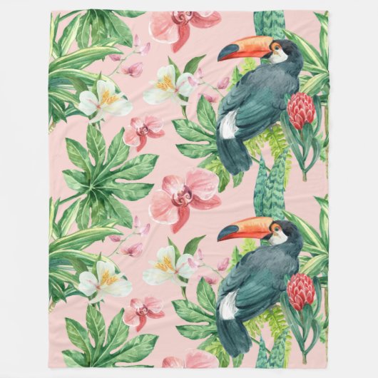 Tropische Floral Fleece Deken (Voorkant)